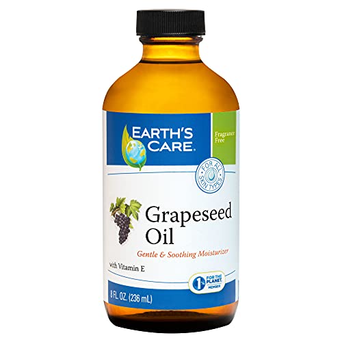 Earth’s Care Grapeseed Oil - Nourishing Moisturizer for Skin & Hair, 8 FL. OZ. Glass Bottle