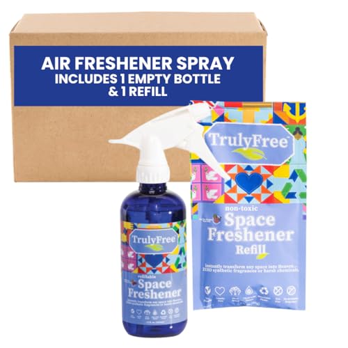 Truly Free Air Freshener - Natural Odor Eliminator, Lemongrass Essential Oil - 16oz + Refill