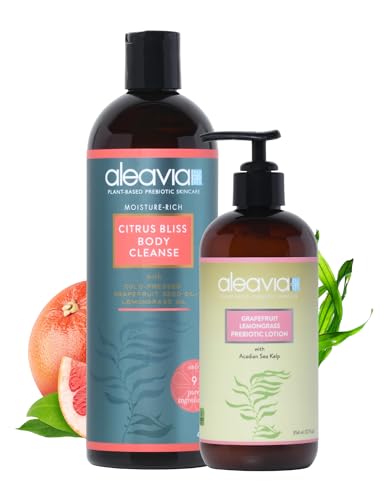 Aleavia Citrus Bliss Body Wash & Lotion Bundle - pH Stabilizing, Vegan, Moisturizing - 28oz