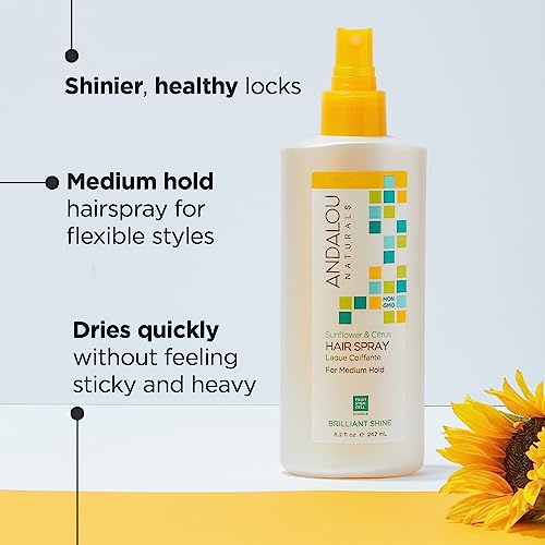 Andalou Naturals Hair Styling Spray - Tames Frizz, Adds Shine, Cruelty-Free - 8.2 Fl Oz