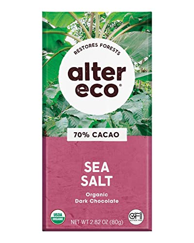 Alter Eco Dark Chocolate Bar - Pure Cocoa, Fair Trade, Organic, Non-GMO - Raspberry Blackout