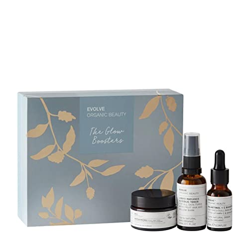 Evolve Organic Beauty Skin Care Set - Boost Radiance with Vegan Ingredients, Gift Ready - 3 Pieces