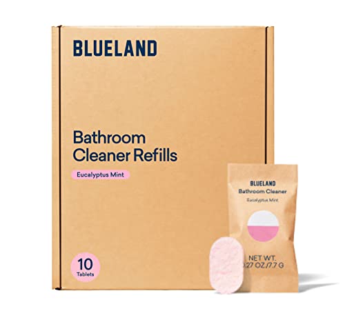 BLUELAND Bathroom Cleaner Refill Tablets - Powerful, Plant-Based Ingredients, Eucalyptus Mint - 10 Pack