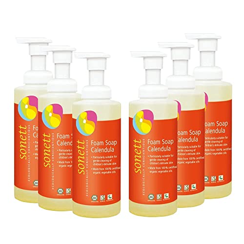 Sonett Organic Foam Soap - Gentle Cleansing for Kids, Mild Calendula Scent - 6 Pack