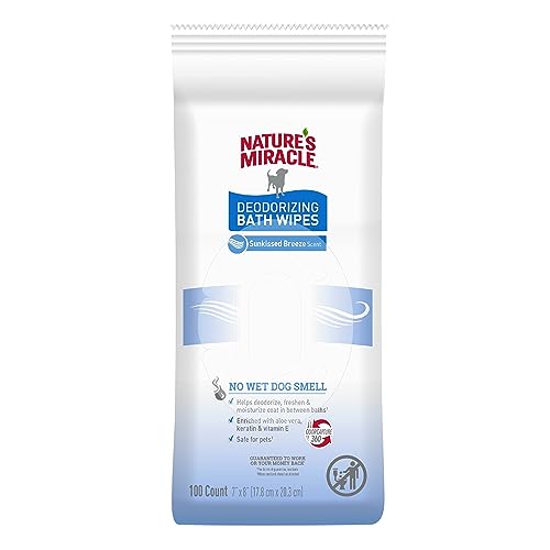 Nature's Miracle Pet Wipes - Odor Neutralizer with Aloe & Vitamin E, Sunkissed Breeze - 100 ct