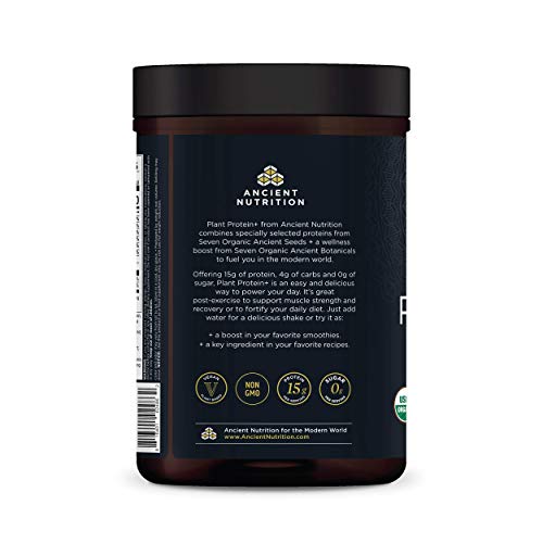 Ancient Nutrition Plant Protein Powder - 15g Protein, Vegan, Non-GMO, Vanilla Flavor - 11.5oz