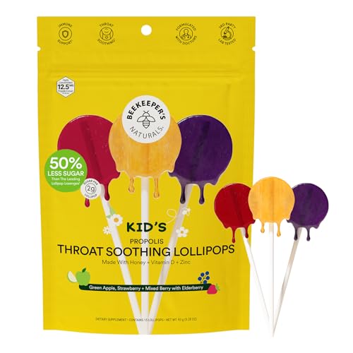 Beekeeper's Naturals Kids Throat Lozenges - Immune Support, Vitamin D & Honey, 15ct