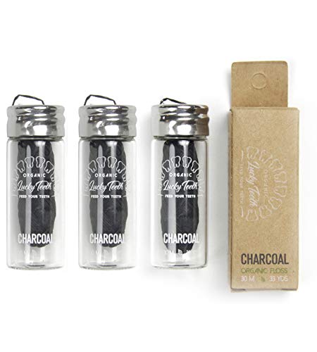 Lucky Teeth Dental Floss - Vegan Bamboo with Charcoal & Essential Oils, 100% Biodegradable - 30m