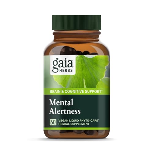 Gaia Herbs Brain Supplement - Focus & Memory Support, Vegan, Gluten-Free - 60 Liquid Phyto-Caps