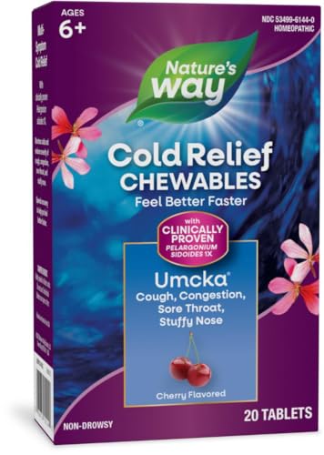 Nature's Way Cold Relief - Reduces Symptoms, Homeopathic Cherry Tablets, 20 Count