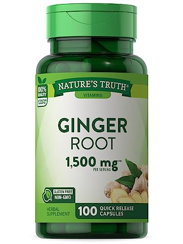 Nature's Truth Ginger Root Capsules - Supports Wellness, Non-GMO & Gluten Free - 1,500mg, 100 Count