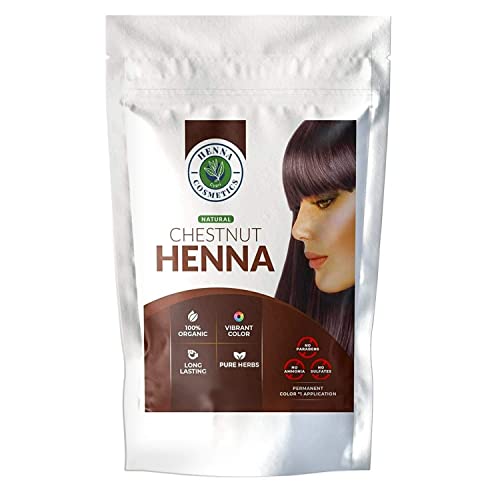 Henna Cosmetics Chestnut Hair Dye - 100% Pure Organic Henna Powder for Hair Growth - 100g