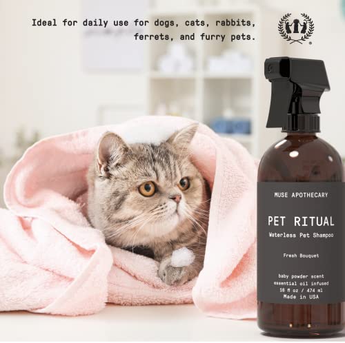 Muse Apothecary Waterless Dog Shampoo - Fresh Bouquet Scent, Plant-Derived, No Rinse - 16oz