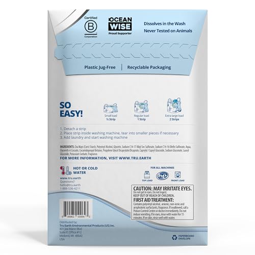 Tru Earth Platinum Laundry Detergent Sheets - Heavy Duty Cleaning, Gentle on Skin - 64 Sheets