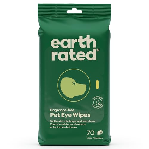 Earth Rated Dog Eye Wipes - Hypoallergenic Tear Stain Remover with Chamomile, 70 Count