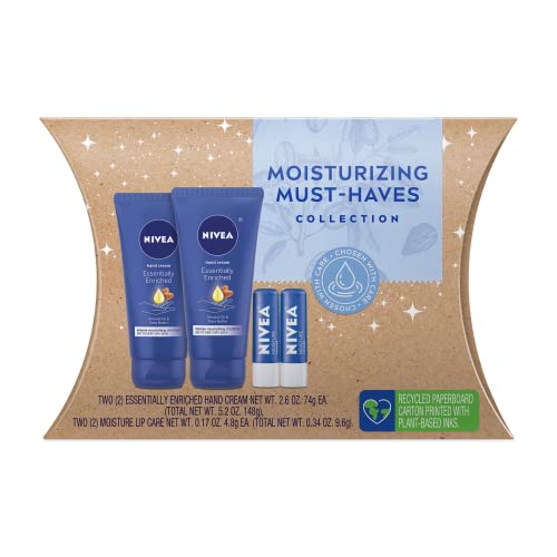 NIVEA Skin Care Set - Deep Moisture for Hands & Lips, Almond & Shea Butter - 4 Items