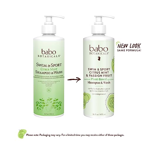 Babo Botanicals Swim & Sport Shampoo & Body Wash - Hydrating, Plant-Based Formula - 16 Fl Oz