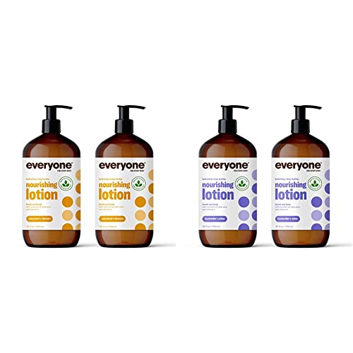 Everyone Nourishing Body Lotion - EWG Verified, Tropical Coconut Lemon & Lavender Aloe - 2 Pack 32oz