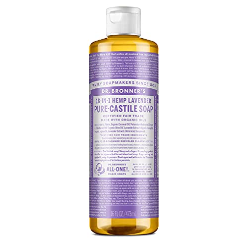 Dr. Bronner's Pure-Castile Liquid Soap - Organic Oils, 18-in-1 Uses, Lavender, 16oz