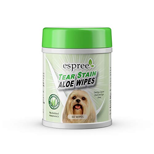 Espree Pet Wipes - Gently Cleans Tear Stains, 100% Organically Grown Aloe Vera - 60 Count