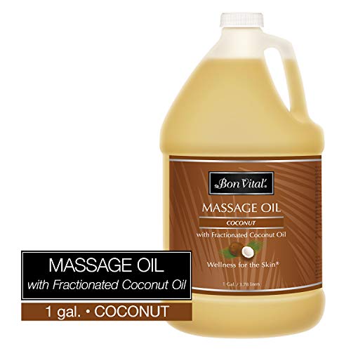 Bon Vital' Massage Oil - Intensive Hydration, 100% Pure Fractionated Coconut Oil - 1 Gal