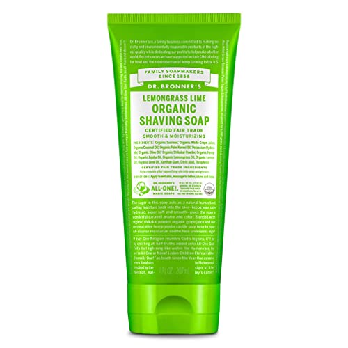 Dr Bronner Shaving Soap - Certified Fair Trade, Natural Ingredients, Lemongrass Lime - 7oz