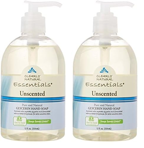 Clearly Natural Hand Soap - Gentle Cleansing, 100% Natural Glycerin - Unscented, 12oz (Pack of 2)