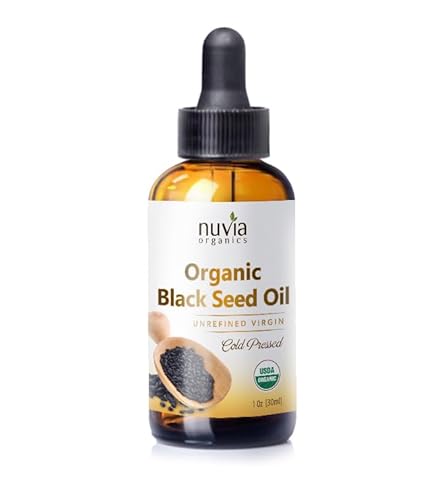 Nuvia Organics Black Seed Oil - USDA Organic, Antioxidant-Rich, Cold-Pressed - 1oz