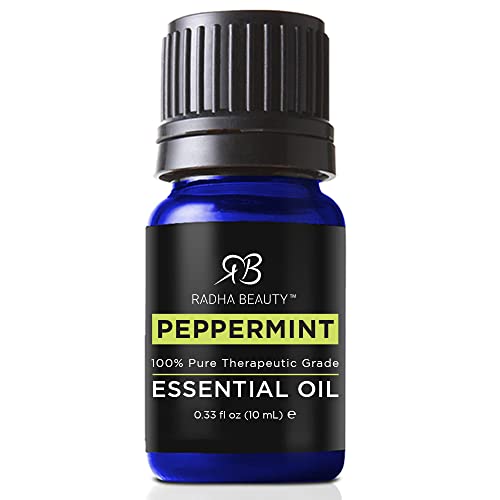 Radha Beauty Peppermint Essential Oil - 100% Pure, Therapeutic for Focus & Congestion - 10ml