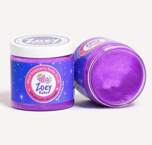 Zoey Koko Body Scrub - Exfoliates Dry Skin, Vegan, PETA Certified - Black Raspberry Vanilla 4oz