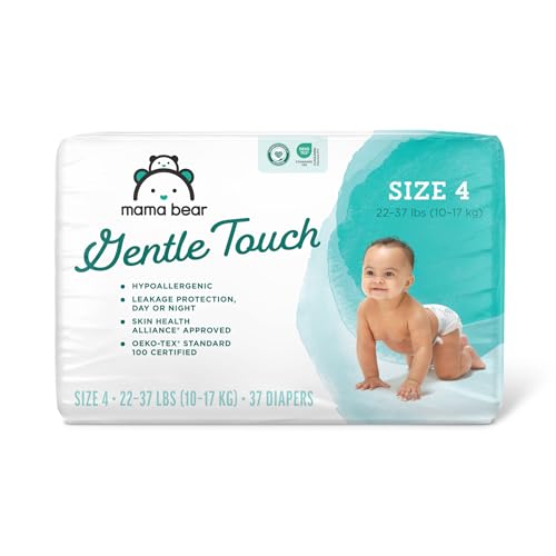 Mama Bear Gentle Touch Diapers - Hypoallergenic, Leakage Protection, Size 4, 37 Count