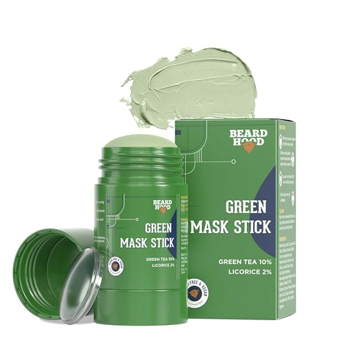BEARDHOOD Green Tea Face Mask Stick - Deep Cleanse, Hydrates & Exfoliates - 0 Toxins, Easy Use