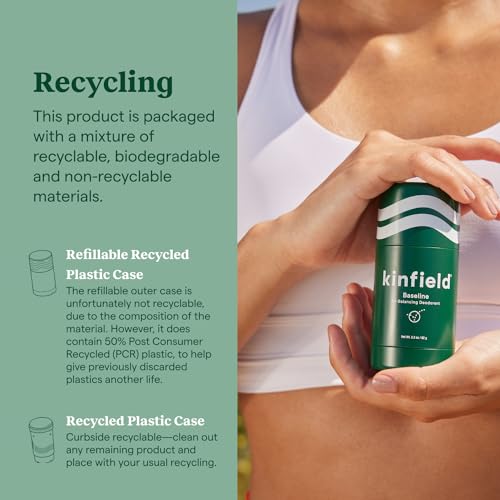 Kinfield Baseline Deodorant - PH-Balancing, Vegan, Refillable for Sensitive Skin - 2.8 oz