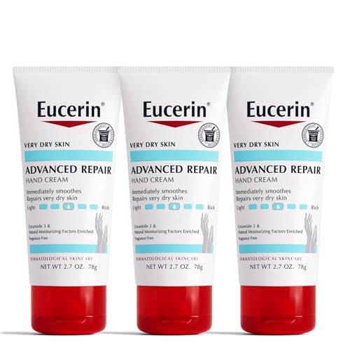 Eucerin Advanced Repair Hand Cream - Repairs Dry Skin, Fragrance-Free - 3 x 2.7oz