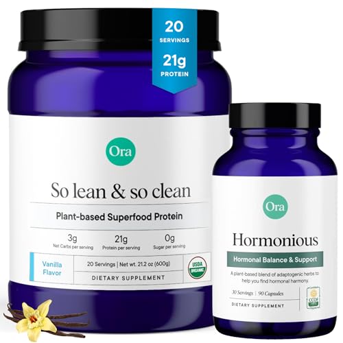 Ora Organic Hormone Balance & Protein Bundle - Mood, Energy Support, 21g Plant Protein - 20 Servings