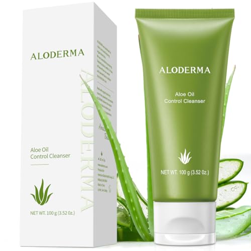Aloderma Facial Cleanser - Oil Control with Organic Aloe, Deep Clean Pores - 3.5oz