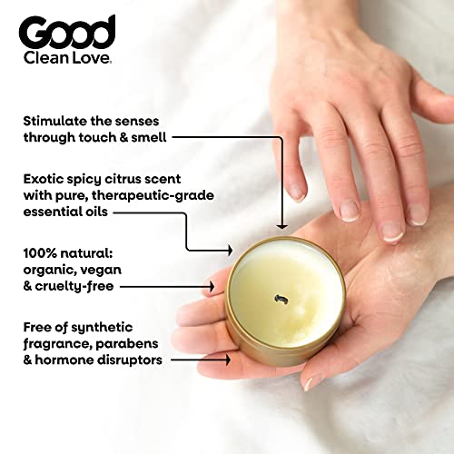 Good Clean Love Spicy Citrus Massage Candle - Natural Aphrodisiac, Pure Essential Oils - 2 Oz