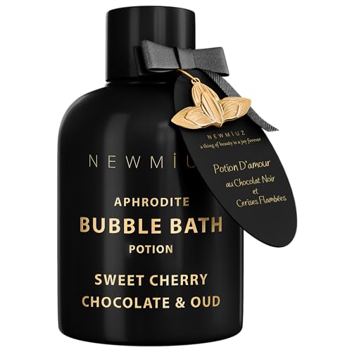 New Miuz Premium Bubble Bath - Relaxing Aromatherapy, Moisturizing Cherry Chocolate & Oud - 16oz