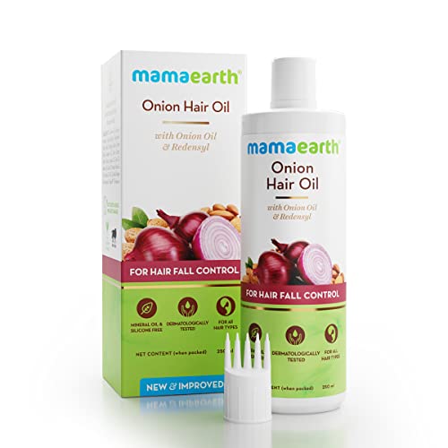 Mamaearth Onion Hair Oil - Reduces Hair Fall, Nourishes Scalp, Natural Ingredients - 8.45 Fl Oz