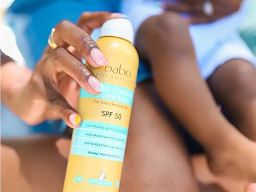 Babo Botanicals Mineral Sunscreen Spray SPF 50 - Hypoallergenic, Water Resistant, Vegan - 6oz