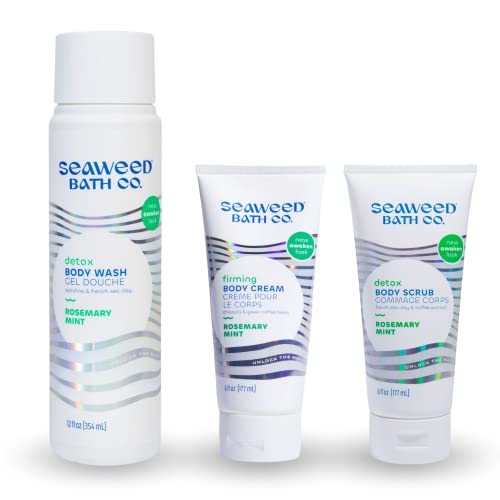 Seaweed Bath Co. Bath & Body Gift Set - Nourishing Rosemary Mint Duo, Vegan & Cruelty-Free - 2 Pack