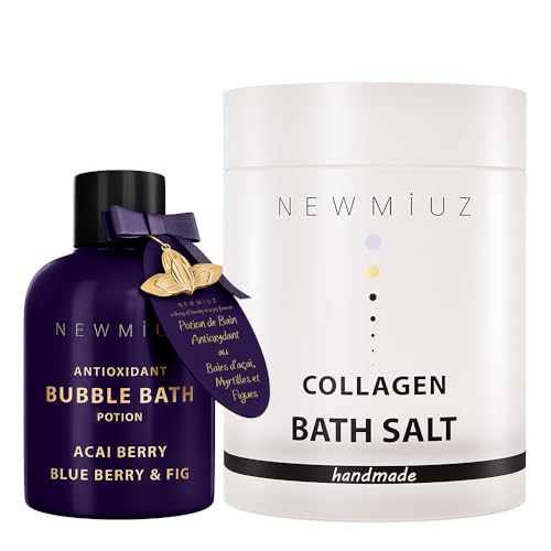 New Miuz Bath & Body Gift Set - Antioxidant Bubble Bath & Anti-Aging Collagen Soak - 2 Pack