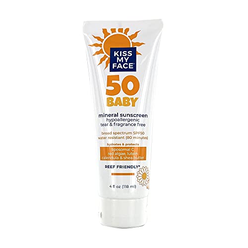 Kiss My Face Baby Sunscreen SPF 50 - Water-Resistant, Hypoallergenic, Tear-Free - 4 fl oz