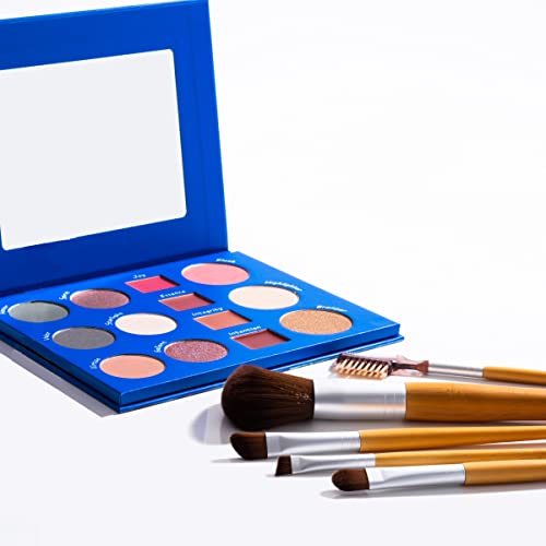 Resilience Makeup Palette & Brush Set - Vegan, Cruelty-Free, 17 Versatile Shades, Hemp Case