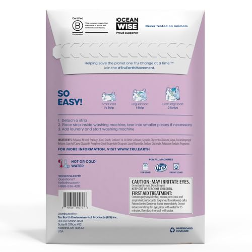 Tru Earth Laundry Detergent Sheets - Gentle on Skin, No Plastic Jugs - Lilac Breeze, 64 Sheets