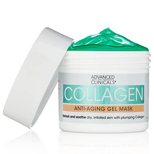 Advanced Clinicals Collagen Gel Facial Mask - Reduces Wrinkles & Hydrates with Coconut Oil - 5 Fl Oz