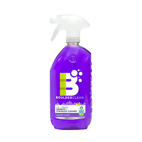 Boulder Clean Granite & Stainless Steel Cleaner - Streak-Free, Plant-Based, Lavender Vanilla - 28oz