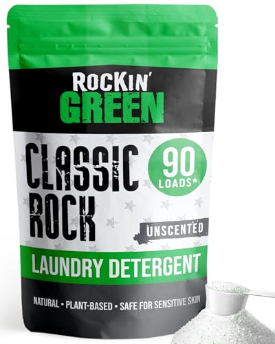 Rockin' Green Classic Rock Laundry Detergent - Tough Stain & Odor Eliminator, Unscented - 45oz