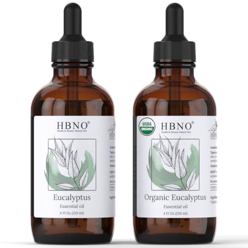 HBNO Eucalyptus Essential Oil - Refreshing Aroma, Cruelty-Free, 4 oz (120ml) Amber Bottle