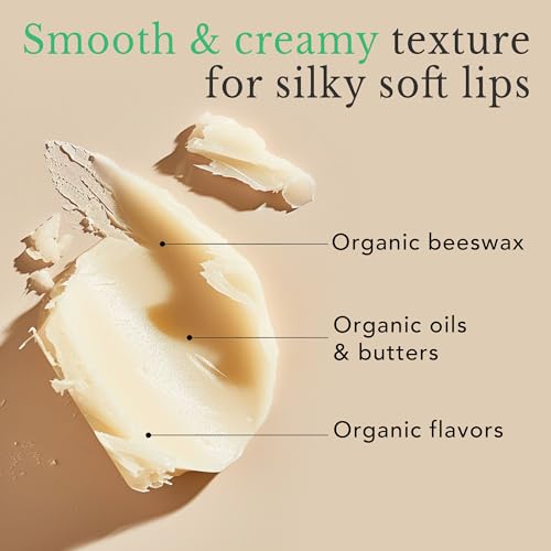 Organic Lip Balm Peppermint - Hydrating, All-Natural Ingredients, Family Gift Set - 4 Pack